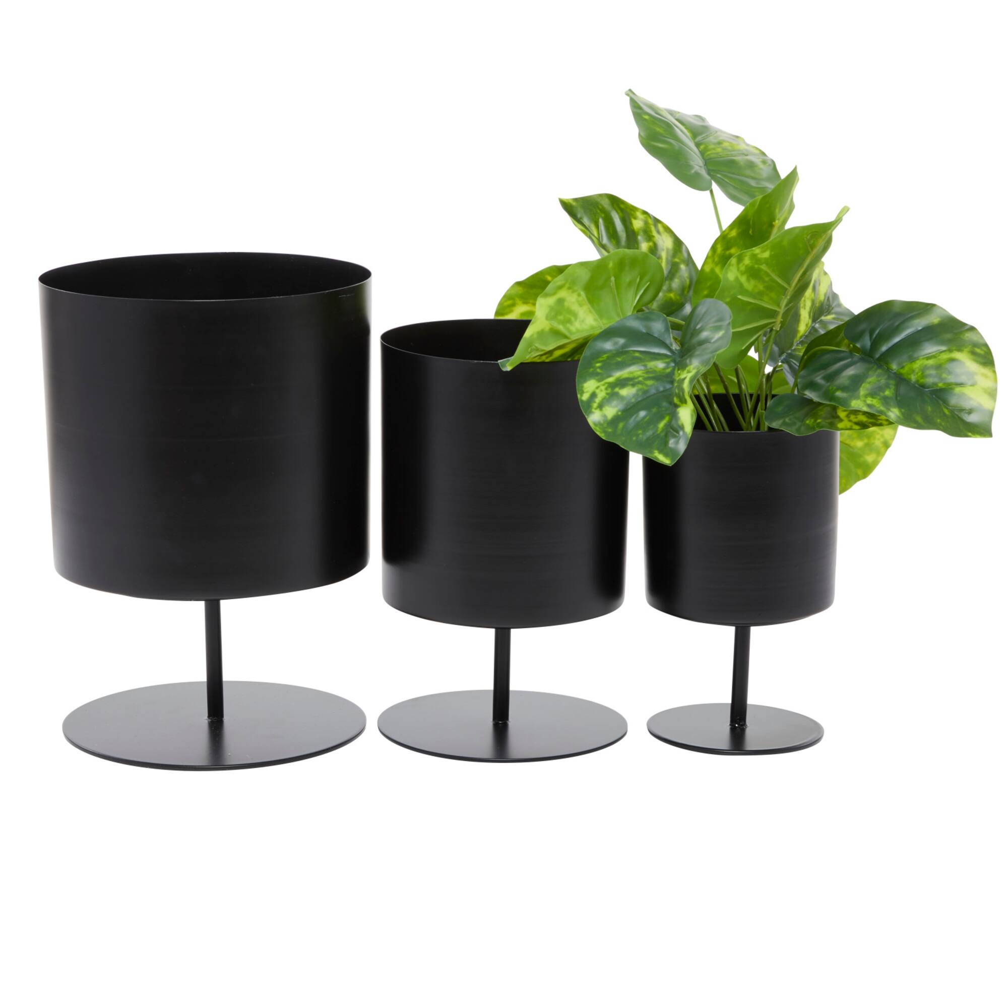 Black Modern Planter, Set of 3" 14", 12", 10"